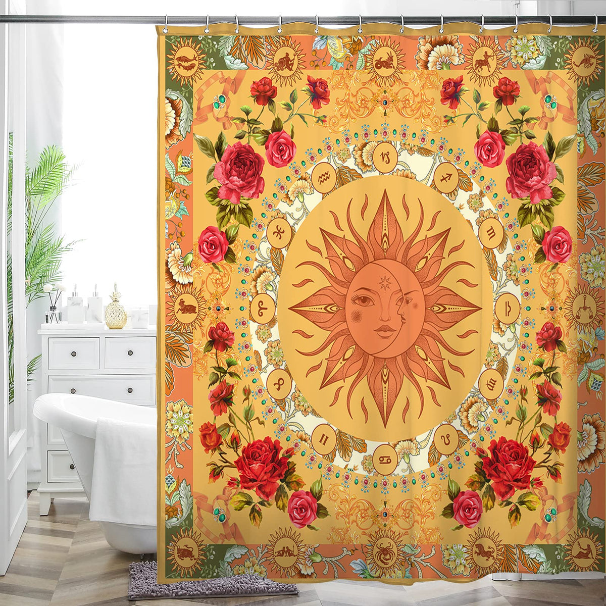 Boho Shower Curtain 72"x72" Water Repellent Polyester Fabric