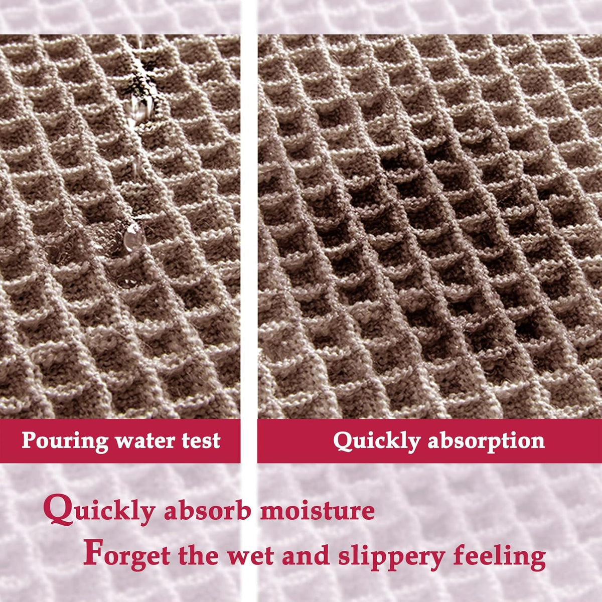 ZALL Tan Waffle Bath Mat,Super Absorbent Non Slip Bathroom Rug,Brown 18x30inch,Machine Washable Ultra Soft Floor Mats
