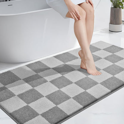 PURRUGS Bathroom Rug Non-Slip Machine Washable 24" x 36", Super Absorbent and Quick-Dry Bath Mat, Extra Soft and Plush Bath Rug for Shower, Bathtub and Sink, Grayish Brown & Coffee