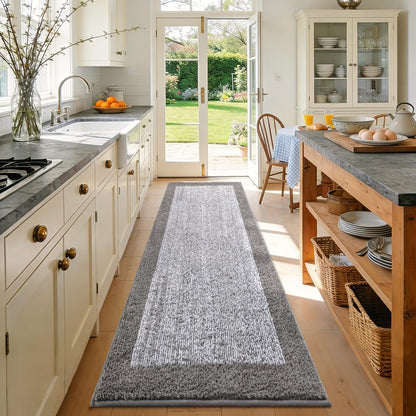 Long 2x4 Ft (48''x24'') Bathroom Rugs, Non Slip Washable Bath Mat Grey