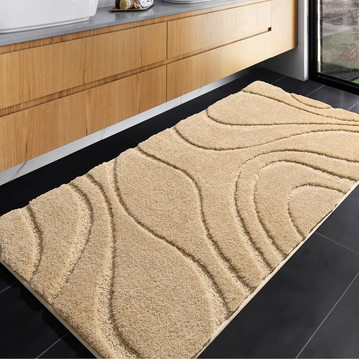 DEXDE Bathroom Rugs Runner 24x60 Long Non-Slip Bath Mats Floor Shower Gray