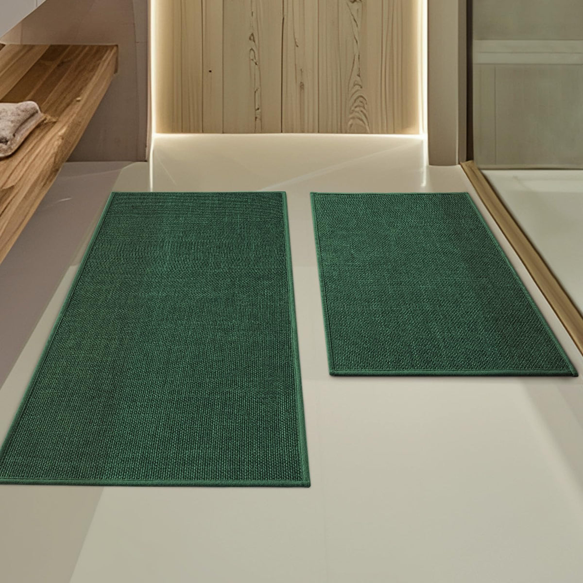 YIHOUSE Bathroom Rugs Thin Bath Mat Sets 2 Pieces Quick Dry,Beige