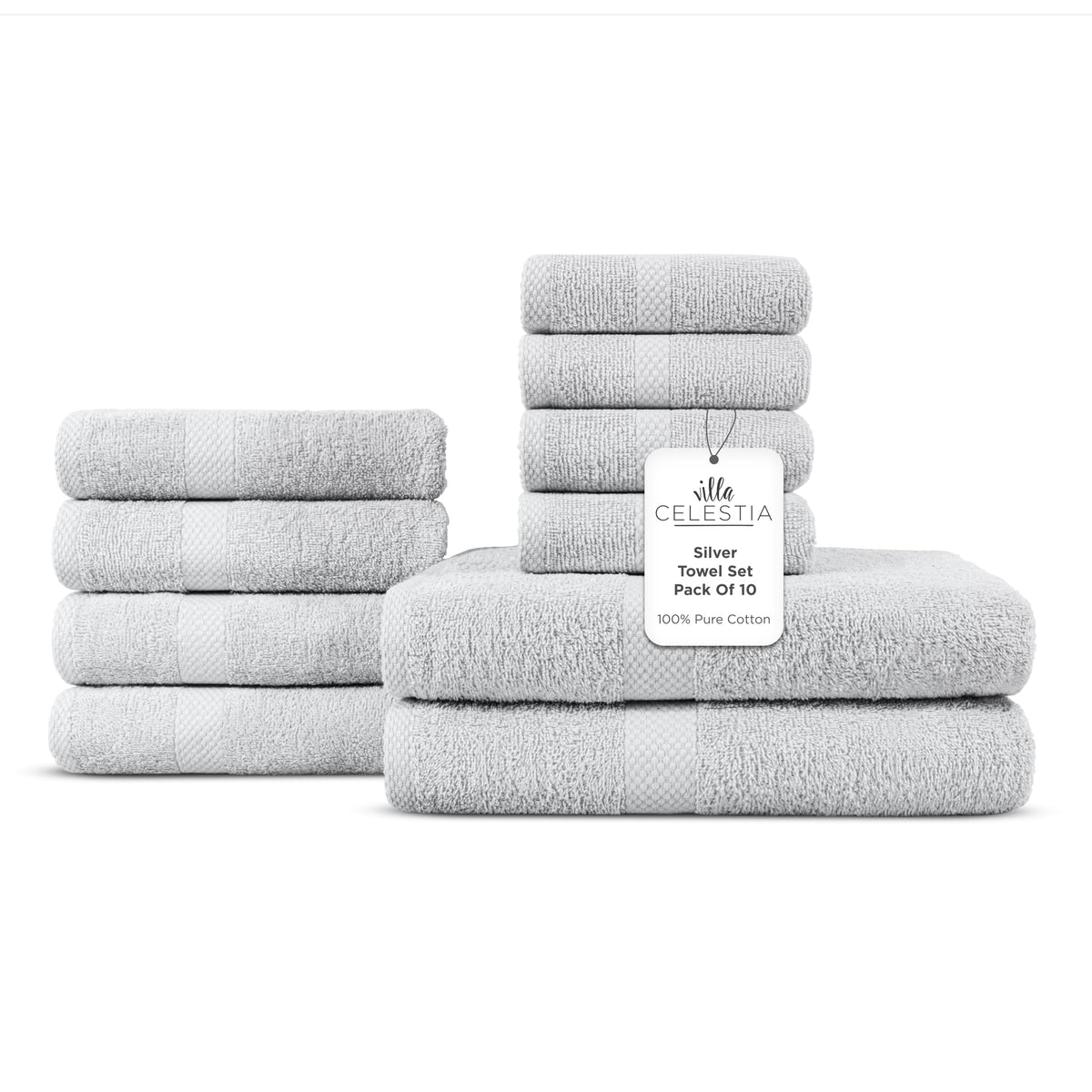 Villa Celestia 100% Cotton Bath Towel Set of 18-4 Bath Towels, 6 Hand Towels, 8 Wash Cloths, Sustainable, Soft, Highly Absorbent, Combed Cotton 18 Piece Set for Hotels, Spa, Bathroom, Dorm, Blue
