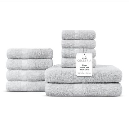 Villa Celestia 100% Cotton Bath Towel Set of 18-4 Bath Towels, 6 Hand Towels, 8 Wash Cloths, Sustainable, Soft, Highly Absorbent, Combed Cotton 18 Piece Set for Hotels, Spa, Bathroom, Dorm, Blue