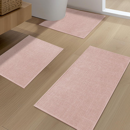 YIHOUSE Bathroom Rugs Thin Bath Mat Sets 2 Pieces Quick Dry,Beige