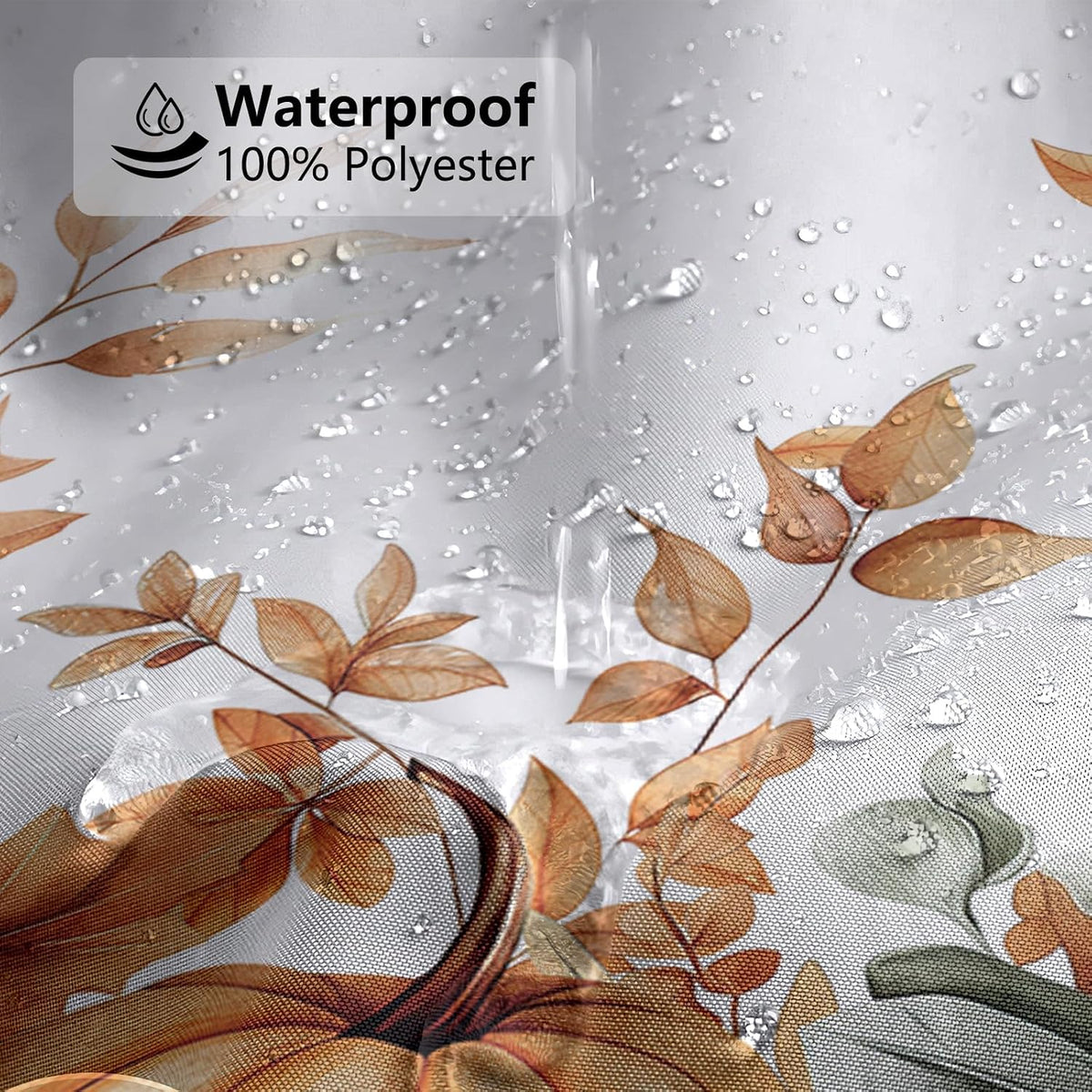 MEHOFOND Fall Pumpkins Maple Leaf Shower Curtain, Autumn Leaves Harvest Thanksgiving Farmhouse Watercolor Seasonal Bathroom Curtain Sets, Waterproof Fabric Bathroom Decor 72 X 72 Inch
