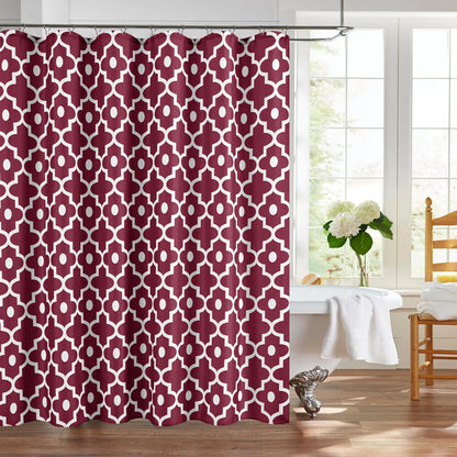 Fabric Modern Shower Curtain-Burgundy & White Shower Curtains for Bathroom