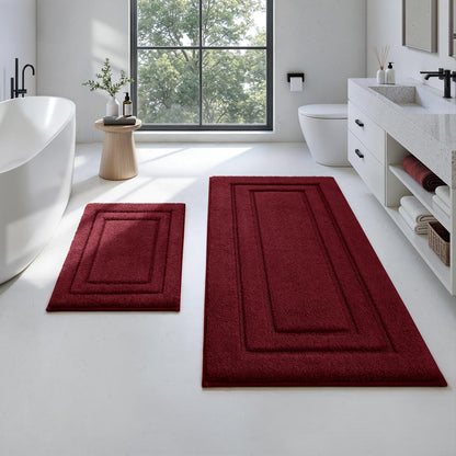 HOMEIDEAS Fall Bathroom Rugs Sets, 2 Piece Soft Bath Mat Burnt Orange