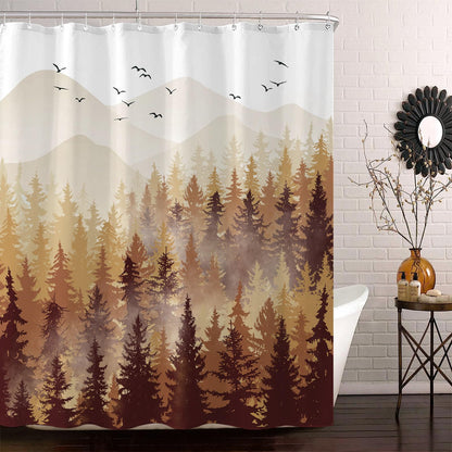 Accnicc Forest Mountain Shower Curtain Dark Green Nature Misty Pine Tree Shower Curtains for Bathroom Foggy Rustic Woodland Decorative Waterproof Fabric Bath Curtain Decor 72×72 Inches