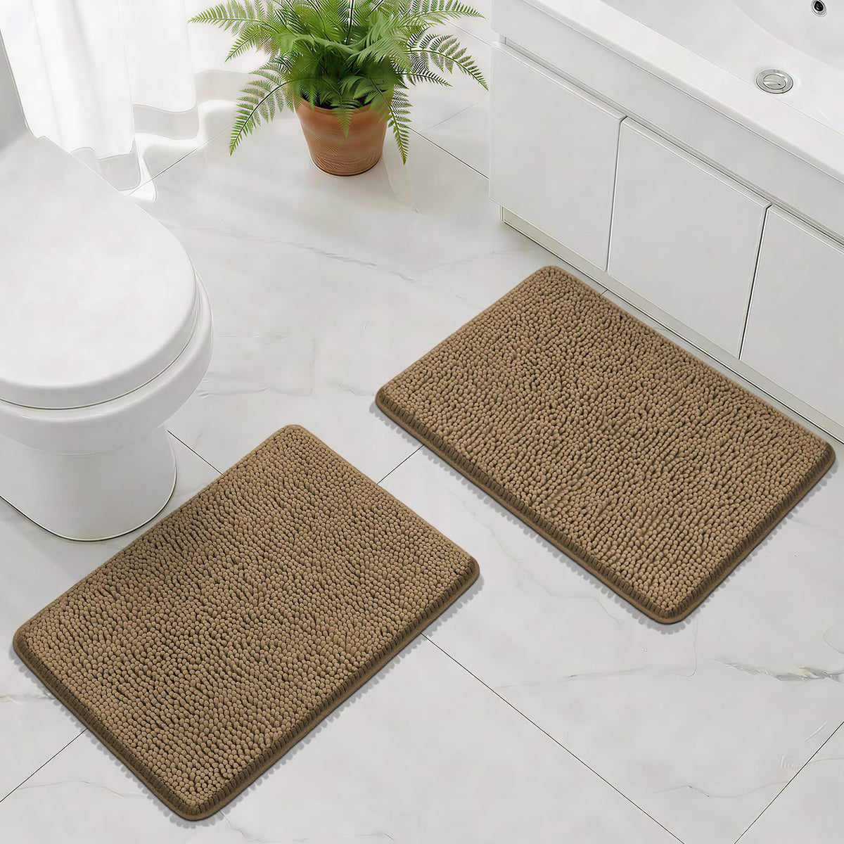 Bcoimo Bath Rug Mat,Sage Chenille High Absorbent Long Bathroom Runner Rugs
