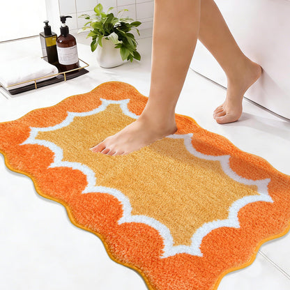 Cute Scalloped Rose Pink Bathroom Rugs Mat,Non Slip Absorbent Quick Dry Bath Mats for Shower Room,Microfiber Bath Mats for Bathroom Floor Washable Carpet for Shower Tub Sink Bedroom,20"x32"