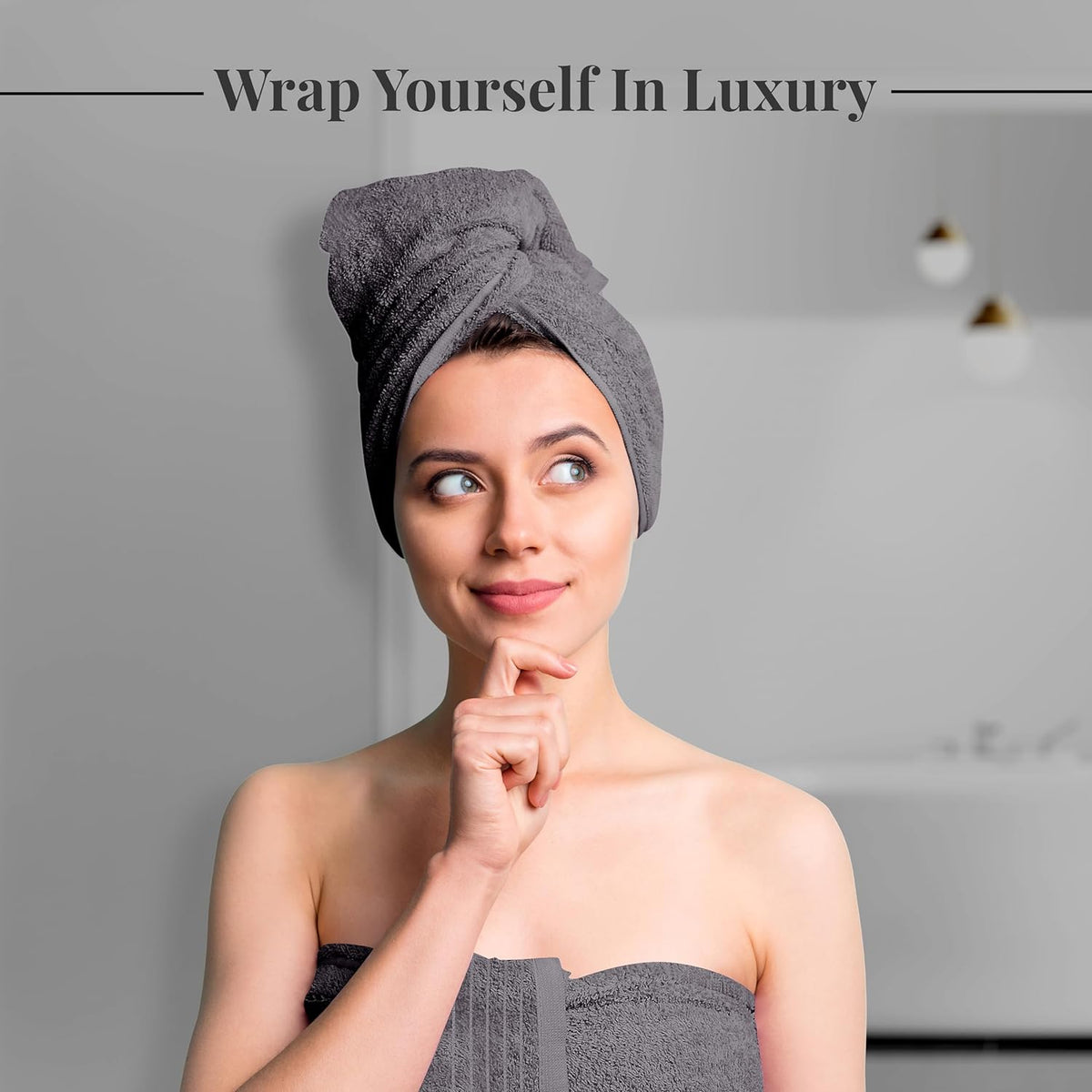 Tens Towels 8 Piece Towel Set, 2 XL Bath, 2 Hand, 4 Washcloth, Dark Grey