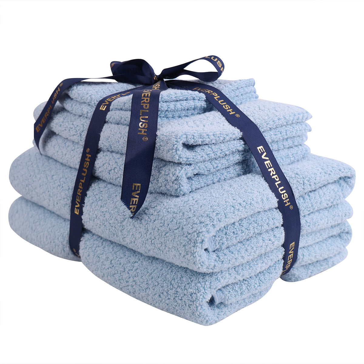 Everplush Diamond Jacquard 6 Pieces Bath Towel Set, Luxury Super Soft Oversized Towels, Highly Absorbent Diamond Jacquard Quick Dry Bath Towel for Bathroom Navy Blue Towel Set