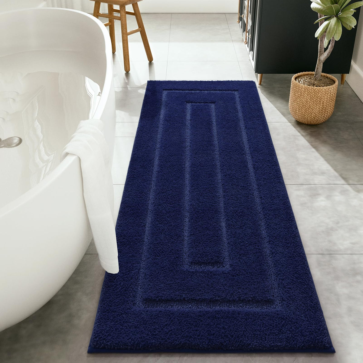 HOMORE Black Bathroom Rug 24x60 Inch Soft Absorbent Bathroom Runner Rug