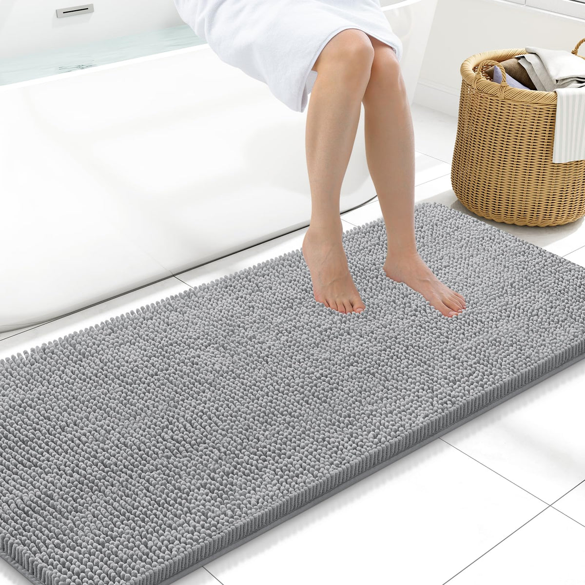 Arotive Bathroom Rugs 24x16, Soft Absorbent Shaggy Chenille Bath Rugs