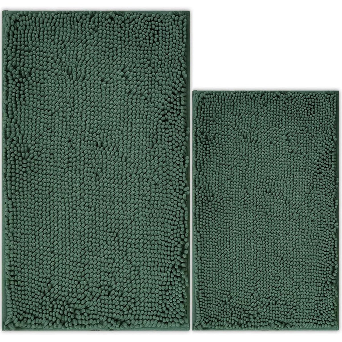 Bathroom Rugs Chenille Bath mat 2 Piece Set, Super Absorbent, Strong PVC Non Slip Backing, Bath mats for Bathroom, Plush Shaggy, Thick, Machine Washable, Bathtub, Toilet.(Light Grey)