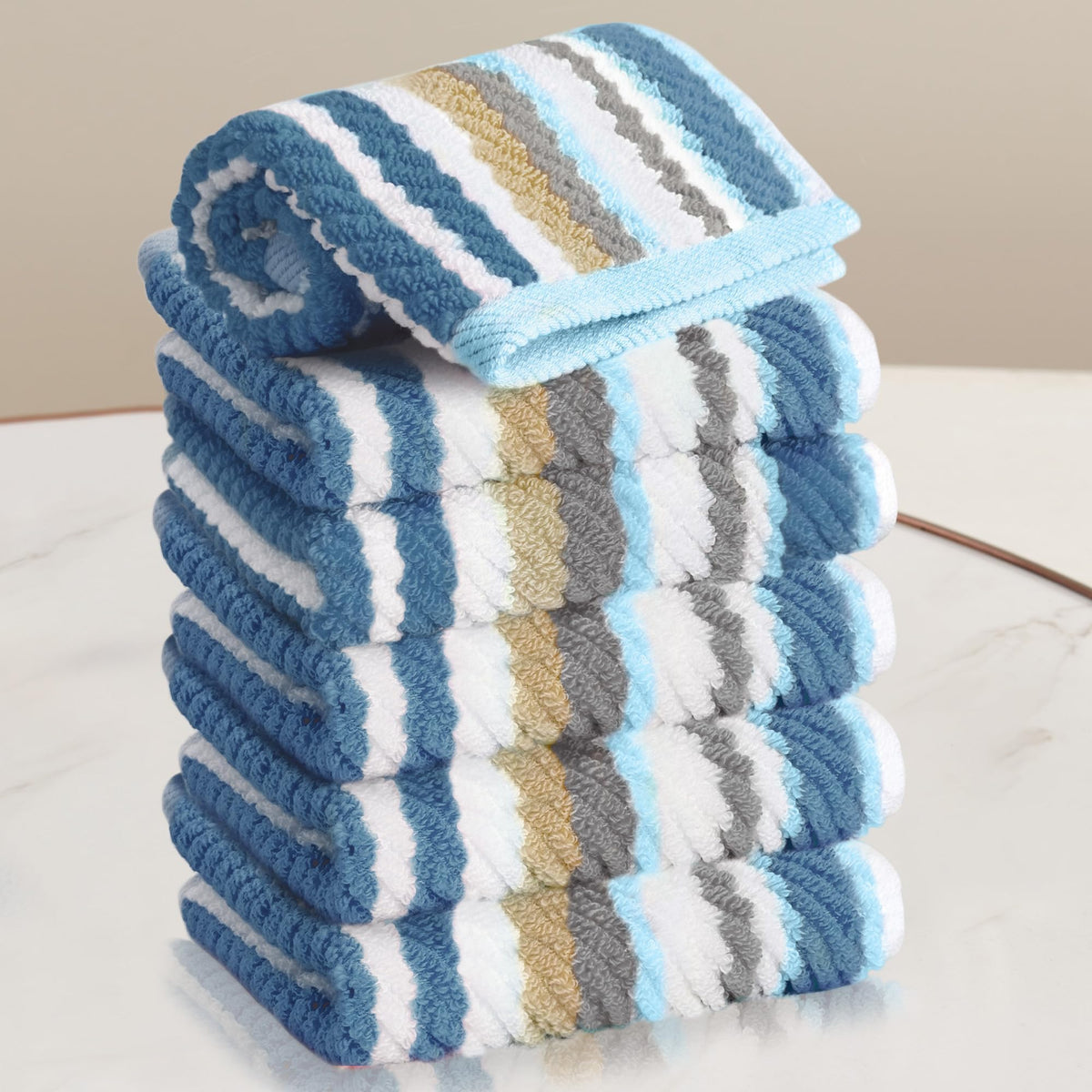 VOOVA & MOVAS Hand Towels 4 Pack, 100% Cotton, 16x27 in, Sage Beige