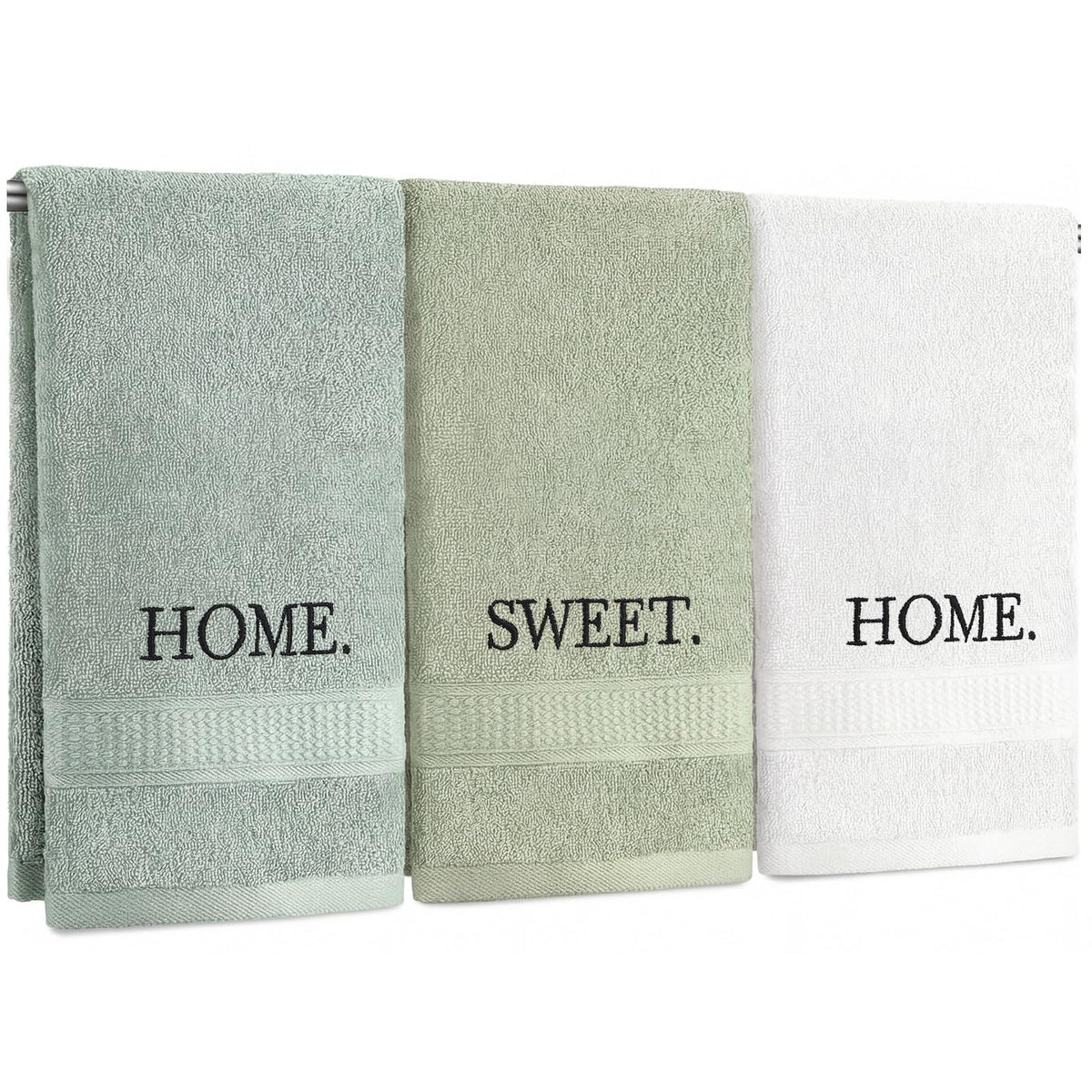 FuWeave 3 Pcs Black and White Hand Towels for Bathroom Home Love Family