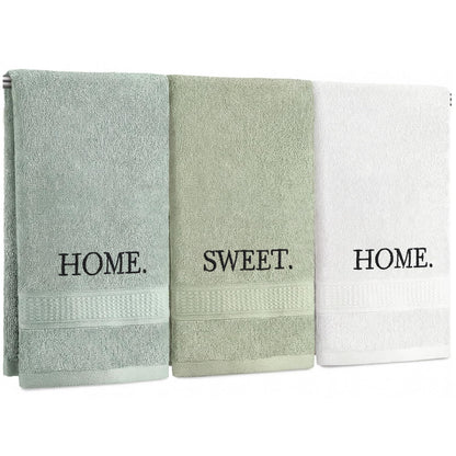 FuWeave 3 Pcs Black and White Hand Towels for Bathroom Home Love Family