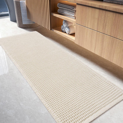 tchdio Waffle Bath Mat-Runner Rug, Super Absorbent Non Slip Bath Mats for Bathroom Machine Washable Long Rugs with Tassels, Bath Rugs for Bathroom Floor Beside Tub, 2' x 6'