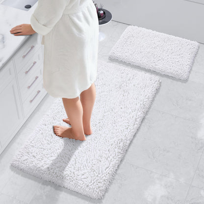 Yimobra Bathroom Rug Set 2 Piece, Luxury Shaggy Bath Mat Set with Non Slip Backing, Ultra Soft & Absorbent Mats for Bathroom Floor, Machine Washable, 31.5"x20"+24"x17", Dark Purple