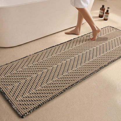 Sunfly Boho Bathroom Rug, Herringbone Waffle Bath Mat Non-Slip Washable Super Absorbent Quick Dry, Farmhouse Bath Mat for Bathroom Floor Decor 20"*30" Khaki