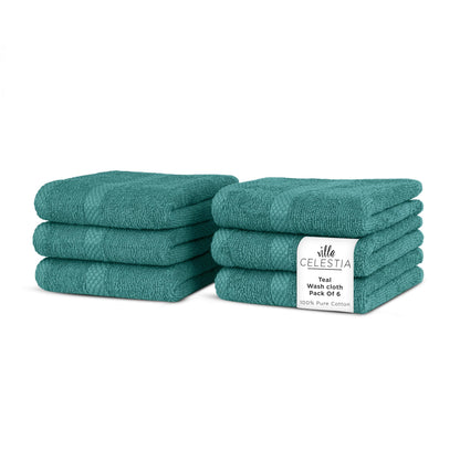 Villa Celestia 100% Cotton Bath Towel Set of 18-4 Bath Towels, 6 Hand Towels, 8 Wash Cloths, Sustainable, Soft, Highly Absorbent, Combed Cotton 18 Piece Set for Hotels, Spa, Bathroom, Dorm, Blue