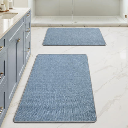 MIULEE Bathroom Rugs Set 2 Pieces, Thin Bath Mats Beige 17"x27"+20"x32"