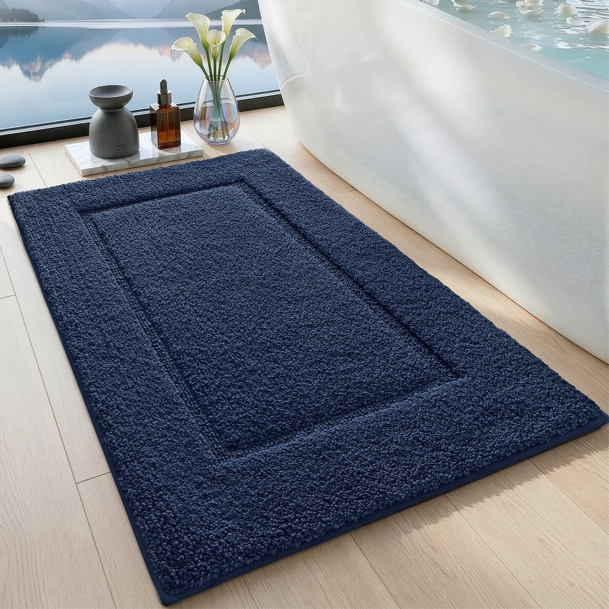 DEXI Bath Mat 36x24, Absorbent and Non Slip Bathroom Rugs, Beige