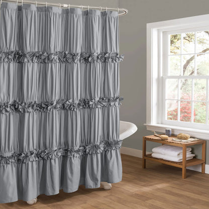 Homechoice Decor Peach Ruffle Shower Curtain for Master Bathroom