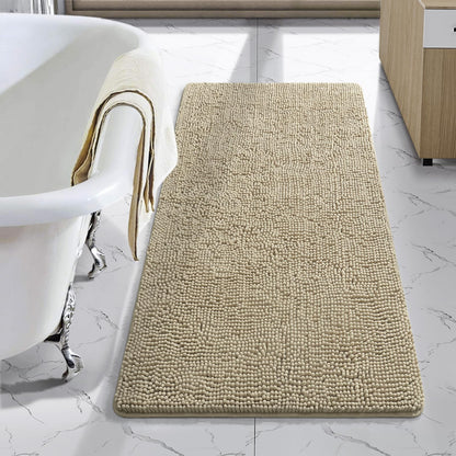 LOCHAS Luxury Bathroom Rug Shaggy Bath Mat 24 x 60 Inch, Gray