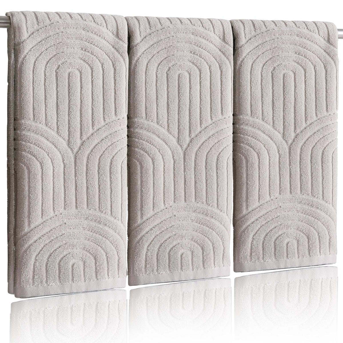 Boho 100% Cotton Towels - 3 Pcs 16 x 26 inches Hand Towels Set Ultra Soft and Highly Absorbent for Bathroom or Kitchen, Hotels, Spa