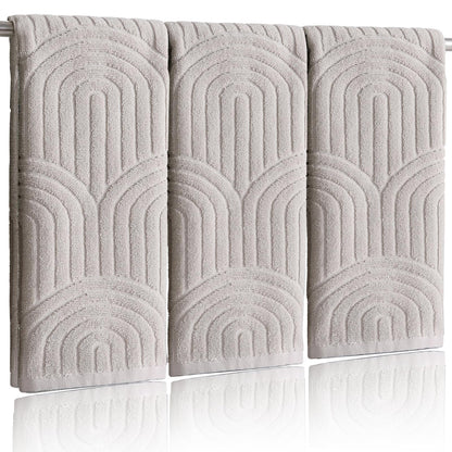 Boho 100% Cotton Towels - 3 Pcs 16 x 26 inches Hand Towels Set Ultra Soft and Highly Absorbent for Bathroom or Kitchen, Hotels, Spa