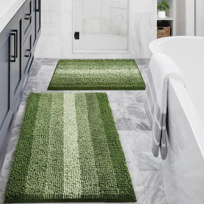 Gibelle Chenille Bathroom Rug Set 2 Piece - Non Slip Bath Mat 16x24, 20x32