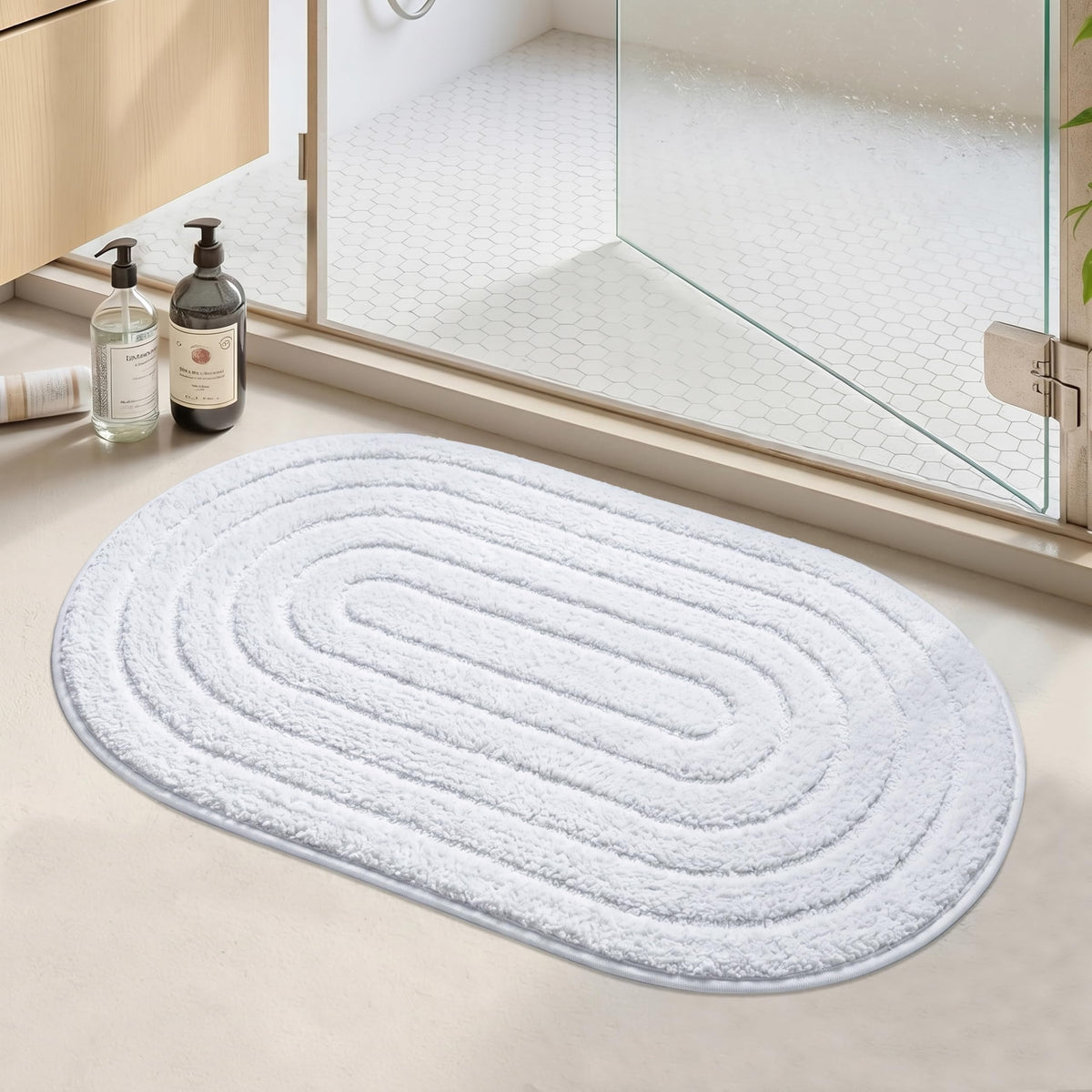 Oval Bathroom Rugs Non Slip Absorbent Ultra Luxury Fluffy
