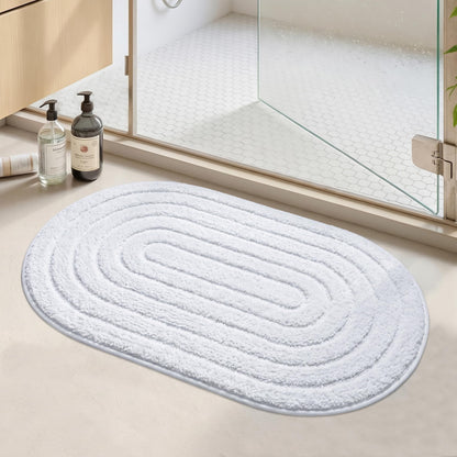 Oval Bathroom Rugs Non Slip Absorbent Ultra Luxury Fluffy