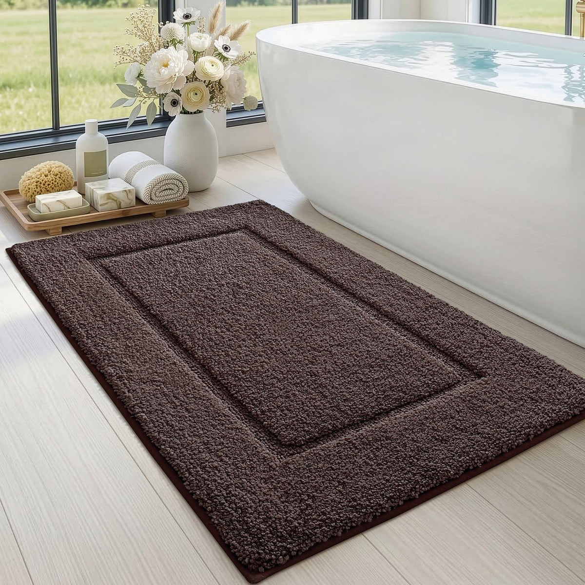 DEXI Bath Mat 36x24, Absorbent and Non Slip Bathroom Rugs, Beige