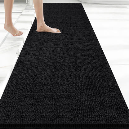 Bcoimo Bath Rug Mat,Sage Chenille High Absorbent Long Bathroom Runner Rugs