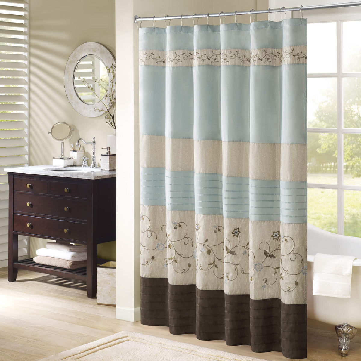 Madison Park Serene Shower Curtain for Bathroom, 72 x 72, Purple