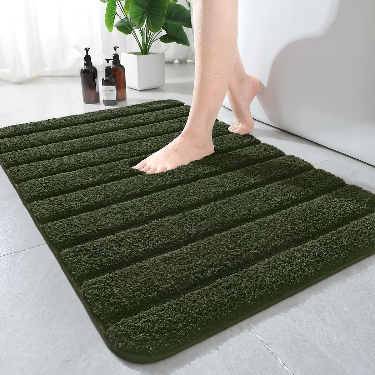 AROGAN Luxury Long Bathroom Runner Rugs 24x60 Inch Bath Rug Non Slip, Black