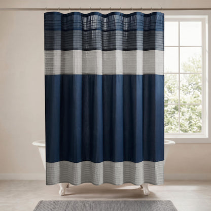 Madison Park Amherst 72 x 72 Bathroom Shower Curtain, Faux Silk, Black