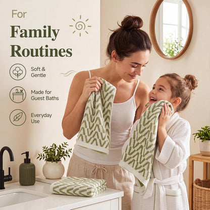 ecolook Decorative Hand Towels for Bathroom, Jacquard Cotton, Set of 2