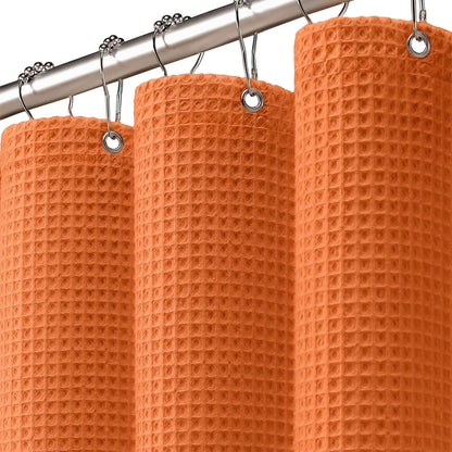 Waffle Weave Shower Curtain Heavyweight Cotton Fabric Black 72Wx72L