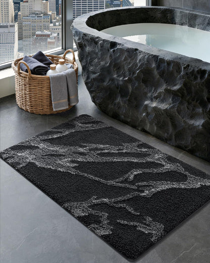 DEXI Marble Bath Mats 36x24, Bathroom Rugs Non Slip Machine Washable, Grey
