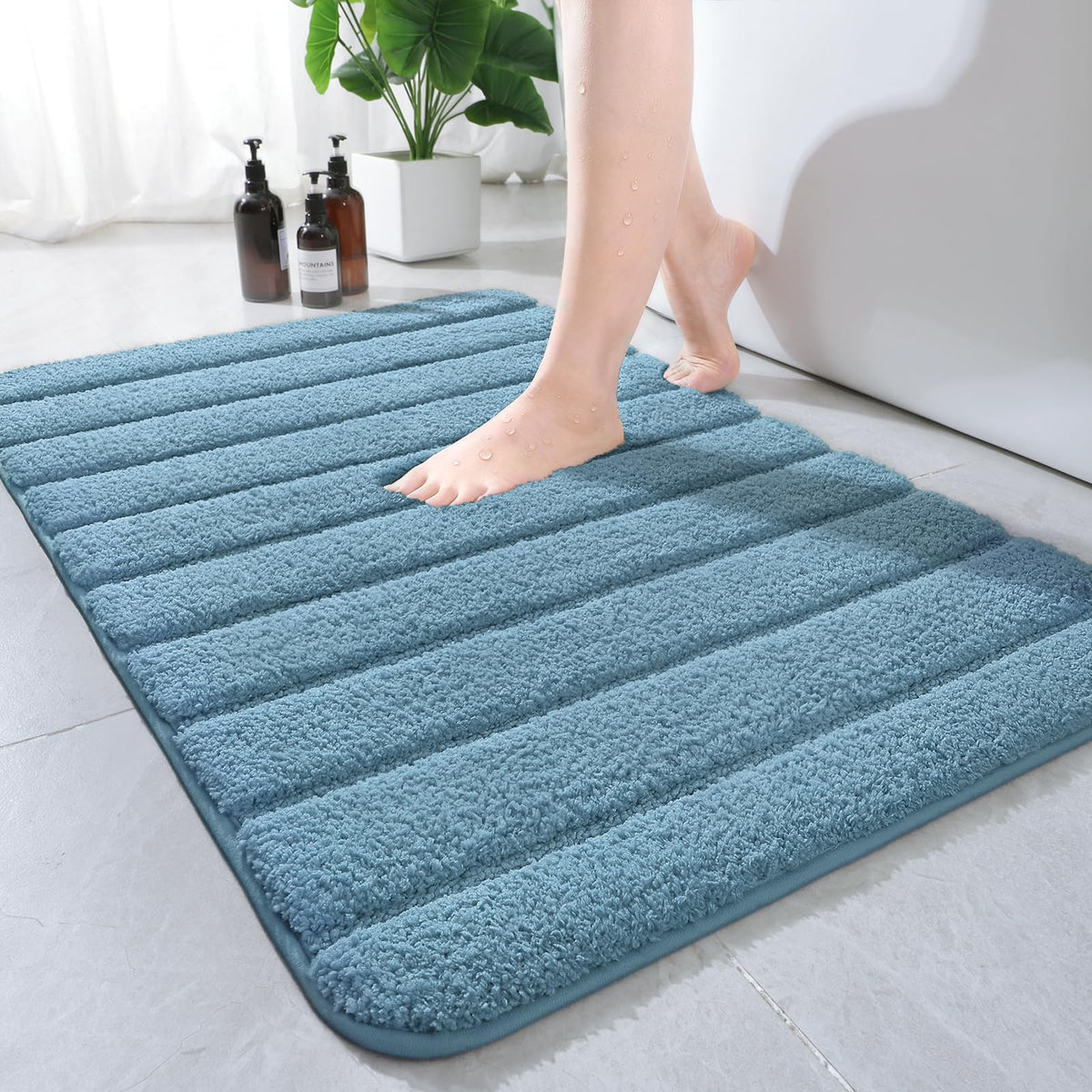 AROGAN Luxury Long Bathroom Runner Rugs 24x60 Inch Bath Rug Non Slip, Black
