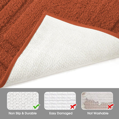 HOMEIDEAS Fall Bathroom Rugs Sets, 2 Piece Soft Bath Mat Burnt Orange