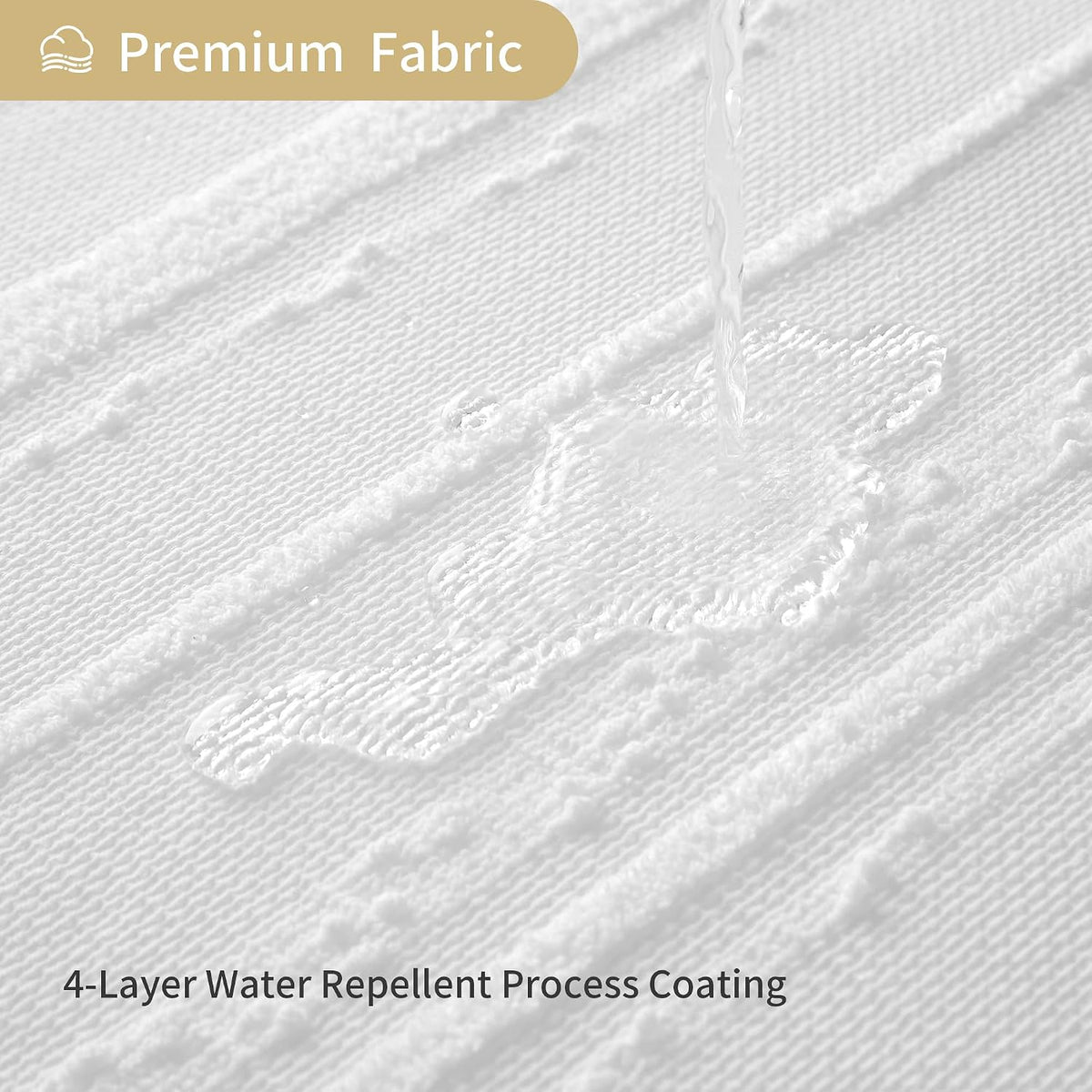 Extra Long White Shower Curtain Boho, 72 x 84 Cotton Blend Waffle Weave Stripe Textured Heavy Duty, Fabric Shower Curtain for Bathroom, Hotel, Washable