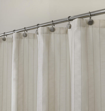 Central Park Navy Blue Shower Curtains Gathered Stripe Seersucker Puckered Ruffle Decorative Pattern for Modern Elegant Bathroom Spa Hotel with Buttonholes 70"x72", Not Waterproof