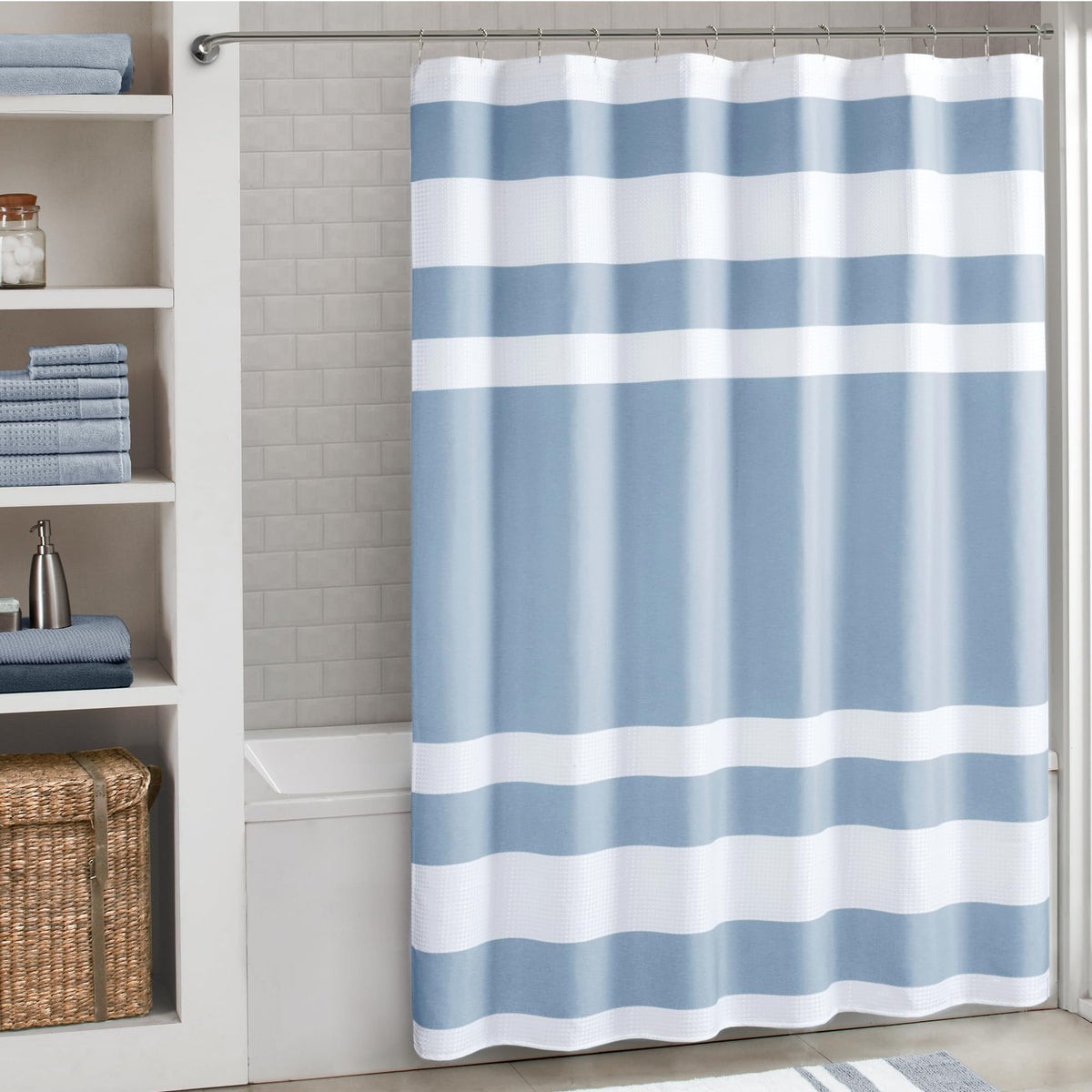 Madison Park Arbor Waffle Shower Curtain for Bathroom, 72 x 72, Beige