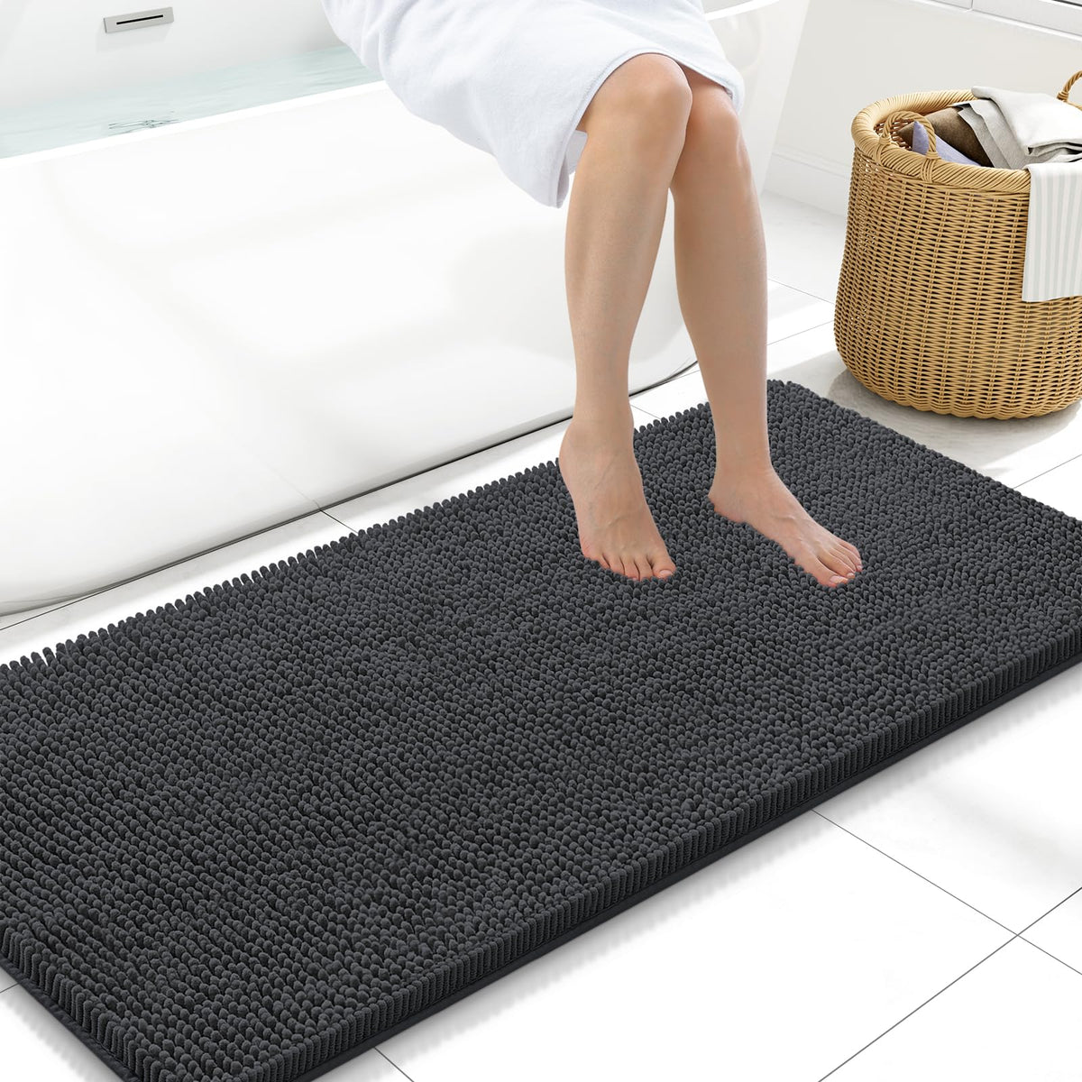 Arotive Bathroom Rugs 24x16, Soft Absorbent Shaggy Chenille Bath Rugs
